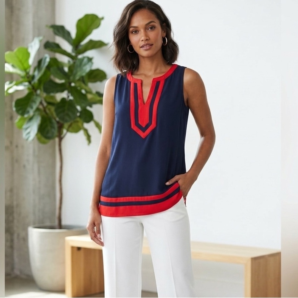 41 Hawthorn Navy and Red Sleeveless Tunic Tank